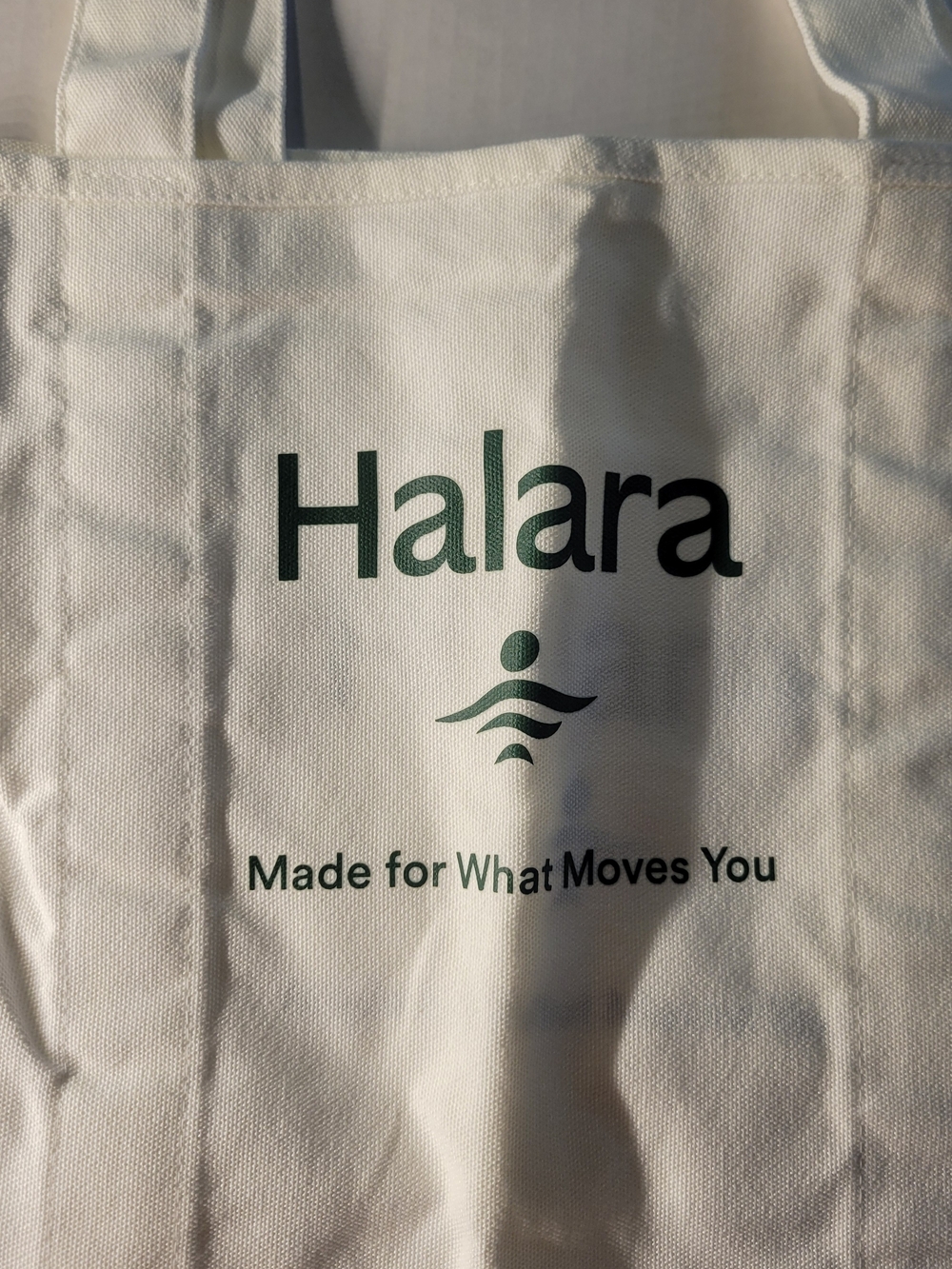HALARA White Canvas Tote with Green Logo